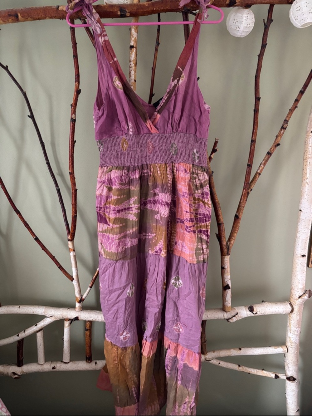 Boho Purple Tie-Dye Maxi Dress